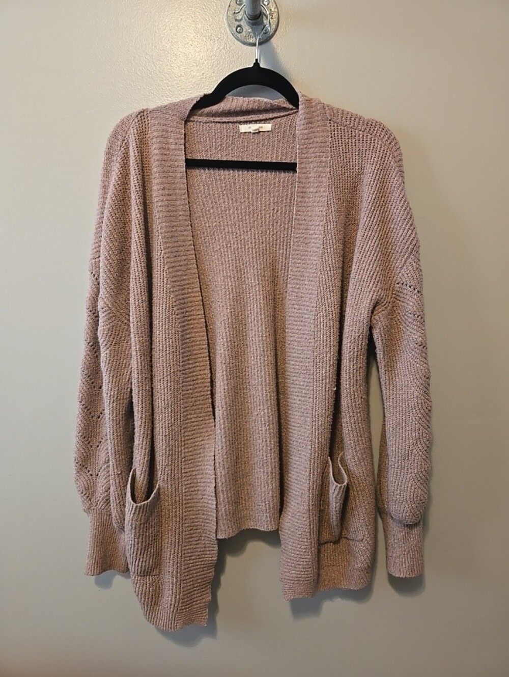 Maurices Womens Pink/Rose Knit Cardigan Sweater Sz. L Pockets!